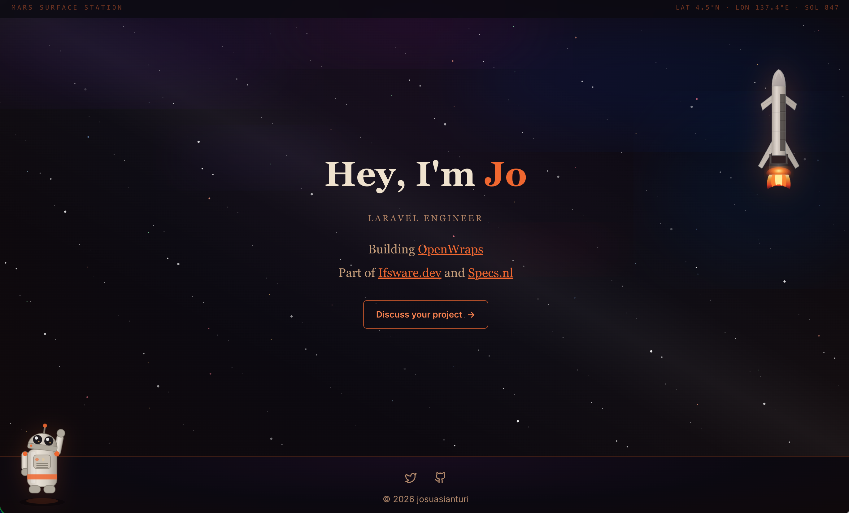 Preview of the Josua Sianturi personal website built with OpenWraps