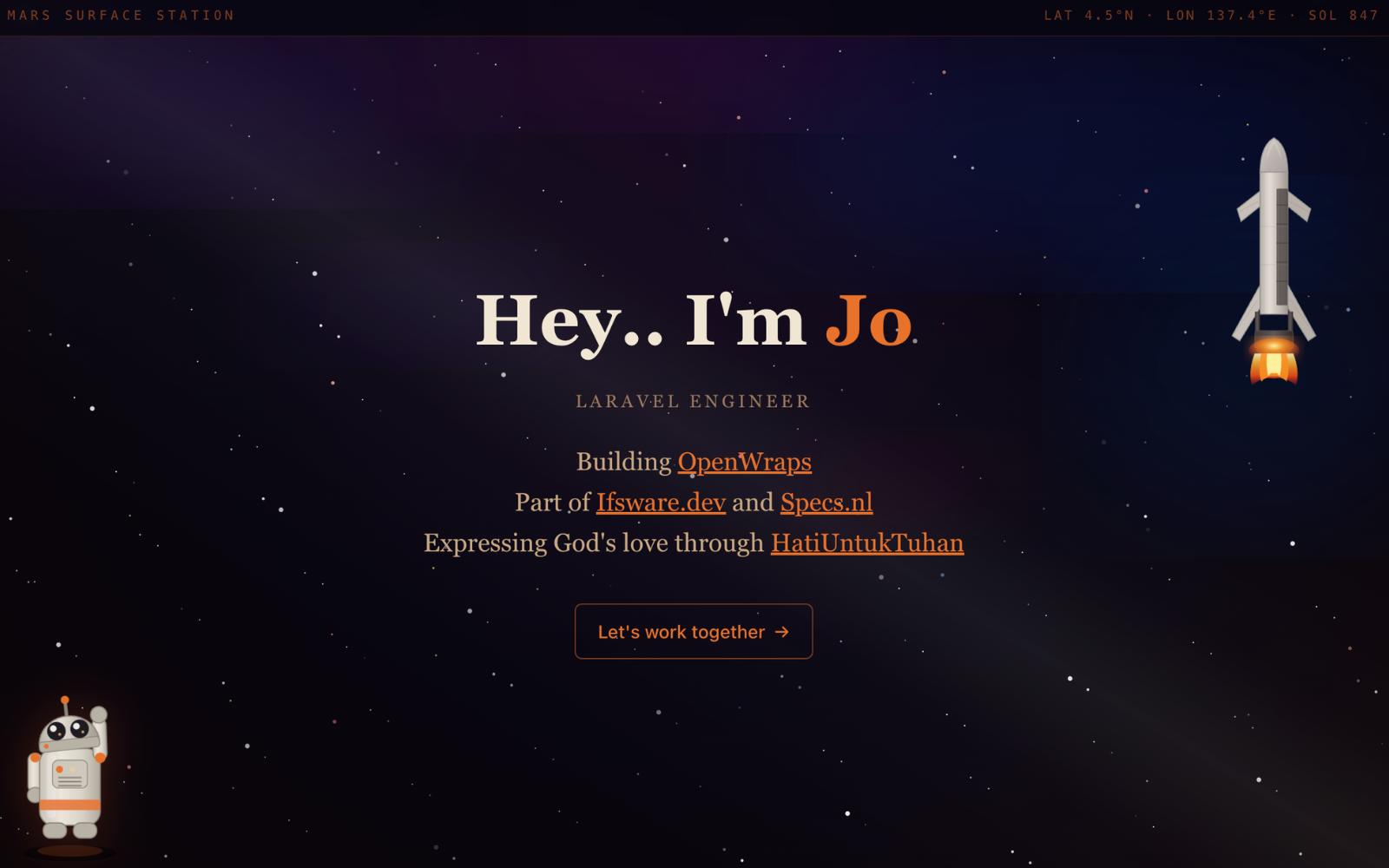 Preview of the Josua Sianturi personal website built with OpenWraps